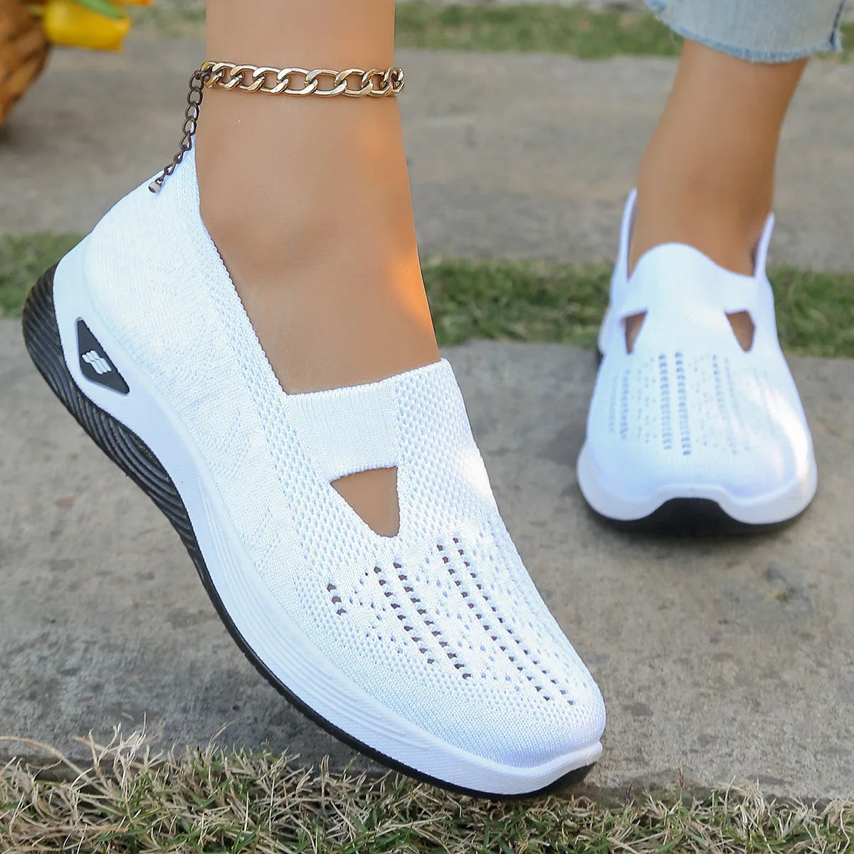 Spring New Women's Sports Shoes, Fashionable, Breathable, Lightweight, Non-slip, Wear-resistant, Casual Sports Shoes, Flat Shoes