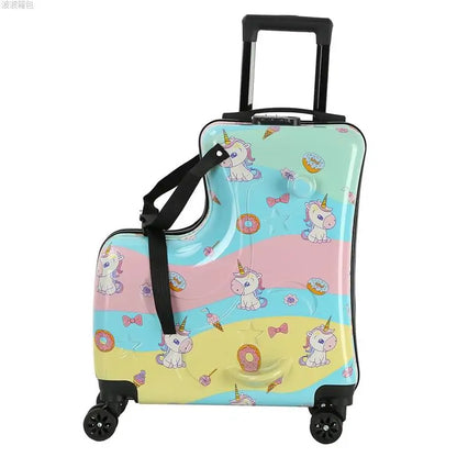 Children's Cute Cartoon Rideable Suitcase 20 inch Boarding Box Sitting Trolley Case Universal Wheel Baby Luggage