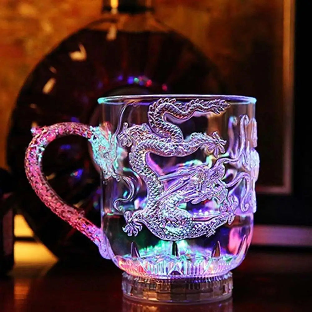 LED Flash Magic Color Changing Dragon Cup Water Activated Light-Up Beer Coffee Milk Tea Wine Whisky Bar Mug Travel Gift Taza 1pc