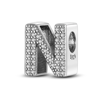 Fit Original Bangle Bracelet DIY A-Z Alphabet Charms Bead 925 Sterling Silver CZ Zircon LOVE Letter Dangle Pendant Jewelry Gift