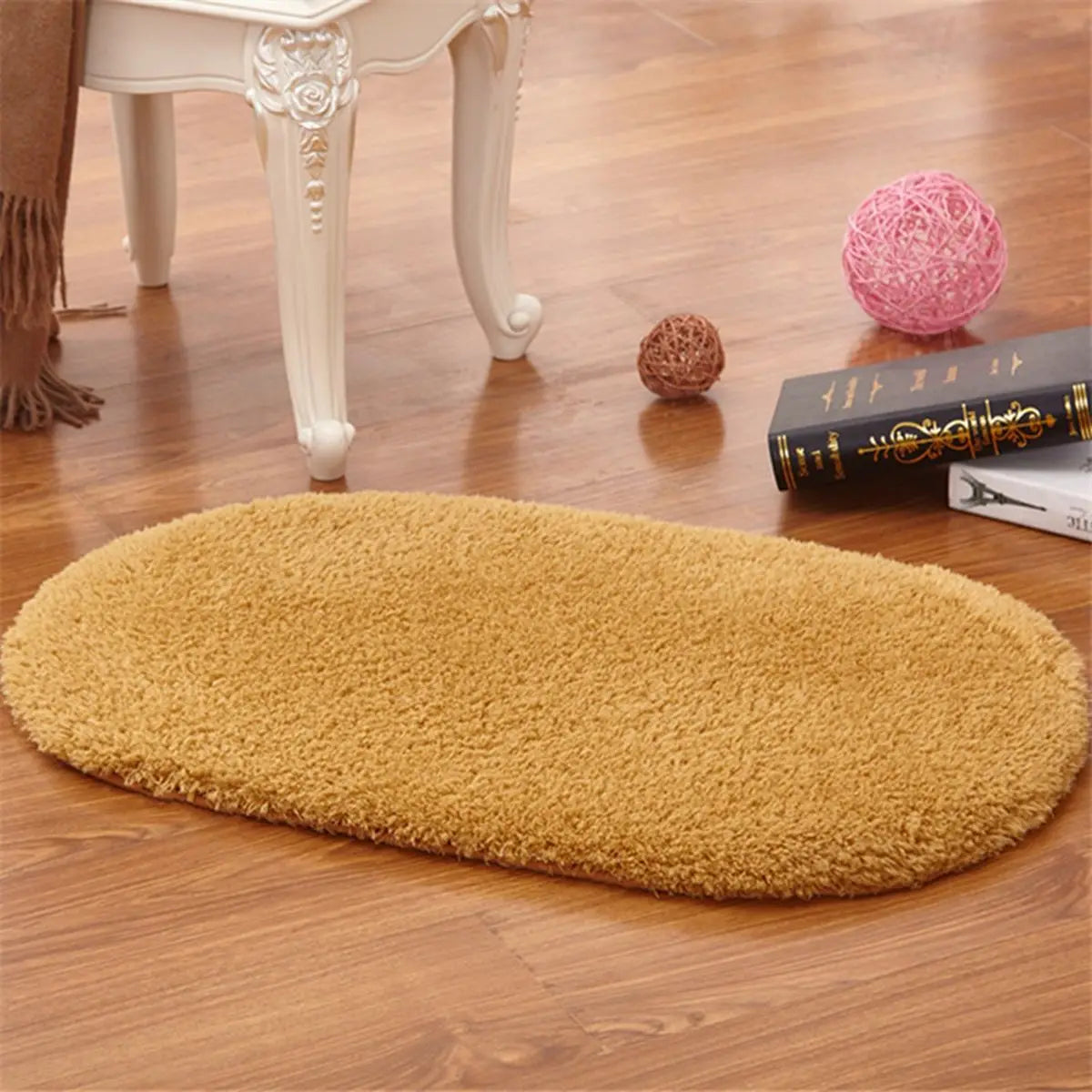 Non Slip Oval For Shower Room Toilet Bathtub Shaggy Water Absorption Bathroom Rugs Doormat Floor Carpet Bath Mat