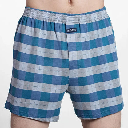 Men's Pure Cotton Boxer Shorts Underwear High Waist Big Underpants Casual Plaid Plus Size Aro Pants Pajama Bottoms at Home M-3XL