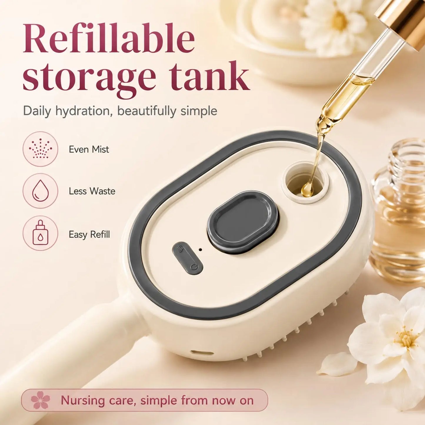 2026 Electric Steaming Hair Straightener Brush Electric Spray Air Cushion Massage Hair Brush Rechargeable Detangling Steam Brush