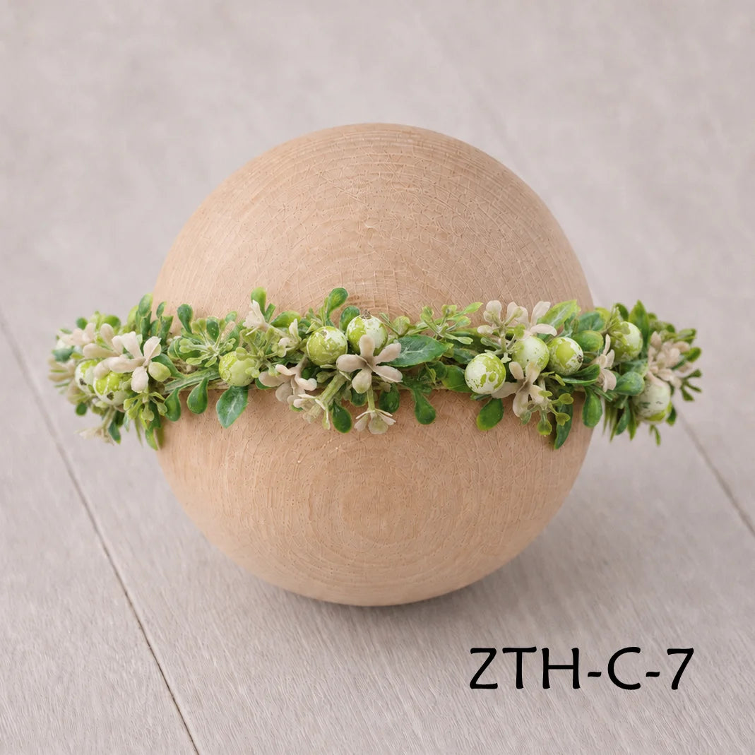 Floral Newborn Headbands for Photography Props Handmade Infant Girl Flower Wreath Baby Headband Newborn Photoshoot, Accessories
