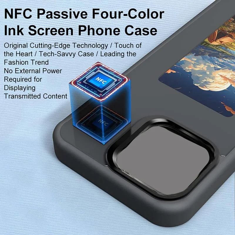 Smart NFC E-Ink Screen Phone Case For iPhone 17 16 15 14 13Pro Max 16/17 Plus Display Shockproof Protective Cover Photo Custom