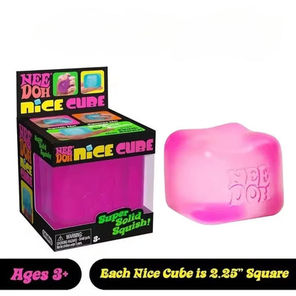 Nice Cube Nee Doh Squishy Squeeze Toy, Portable Stress Relief Sensory Fidget, Great for Kids & Adults with ADHD