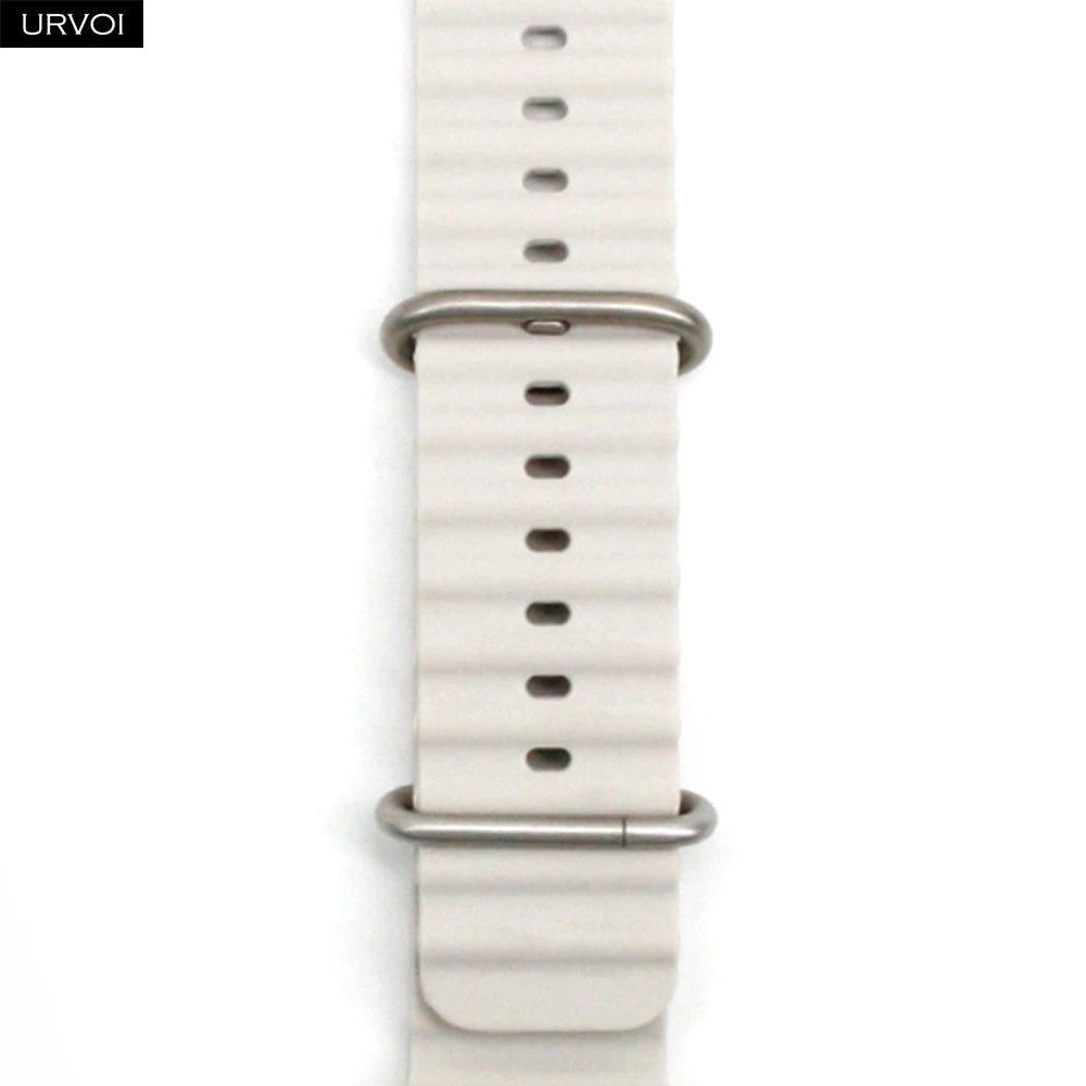 URVOI Ocean Band for Apple Watch Ultra 4 3 2 Strap Series 12 11 10 SE Sport Band for iWatch Silicone Wristband Black Buckle 49mm