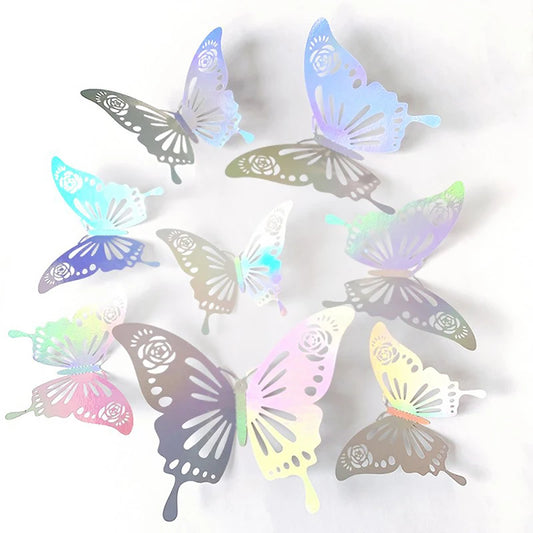 Happy Birthday Cake Topper 12pcs Rose Gold Folding Type Butterfly Kids Party Cake Topper Dessert Decoration New Baby Shower Gift