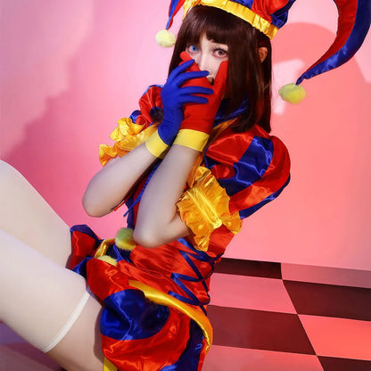 Cartoon Amazing Ragatha Digital Circus Cosplay Costume for Girls Dress Halloween Pamny Jumpsuits Clown Pomni Onesie