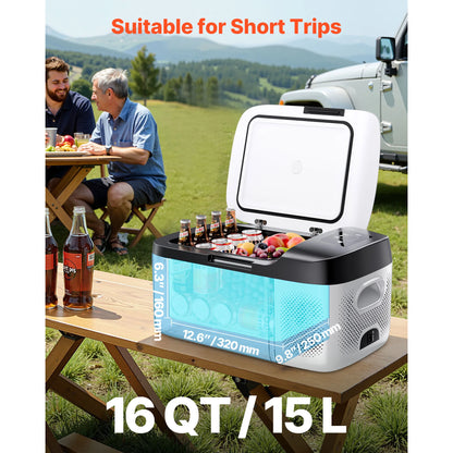 SucceBuy 15L Small Fridge Portable Car Freezer 12V/24V Mini Refrigerator Compressor Cooler for RVs Traveling Camping Outdoor