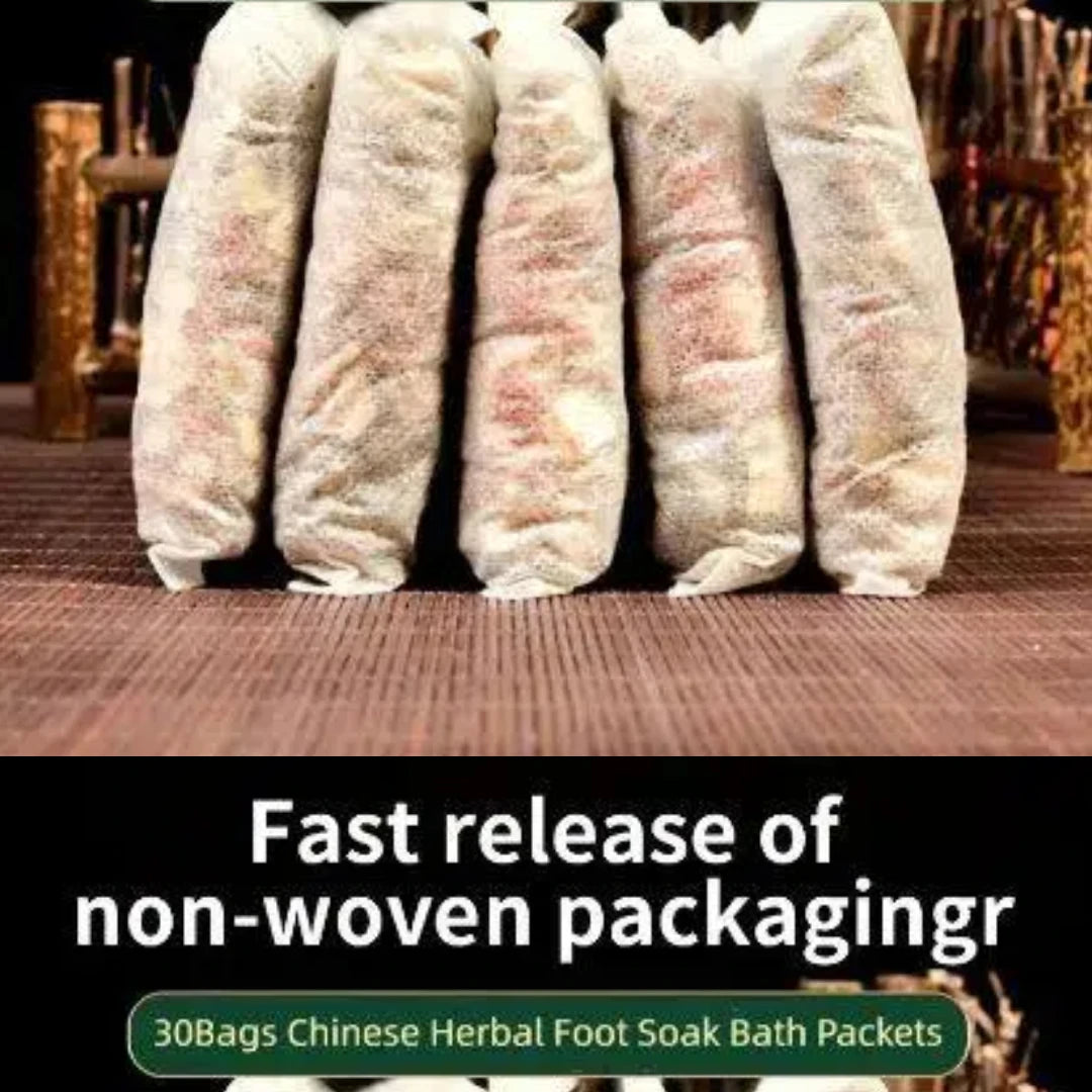 30Bags Chinese Herbal Foot Soak Bath Packets Skin-Soothing Sleep-Aiding with Ginger Mugwort for All Seasons Foot Soak Pouches
