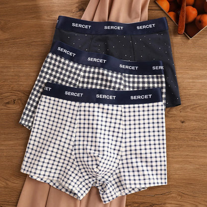 1/3PCS 95% Cotton Soft Boxers Striped/Dot/Plaid Knit Man Underwear Autumn Breathable Antibacterial 3D Mesh Crotch Men's Panties