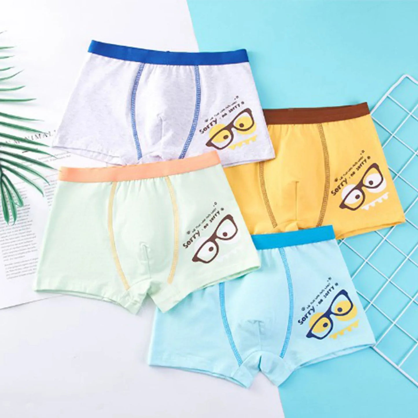 4pcs Baby Boys Boxers Cotton UnderPanties Cute Kid UnderWear Bear Car Cartoon Print Briefs Soft Shorts Student Boy Panties 2-16Y