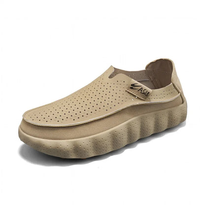 Fashion Men's Casual Shoes Outdoor Non-slip Walking Footwear Comfortable Loafers Thick-soled Leather Platform Driving Shoes