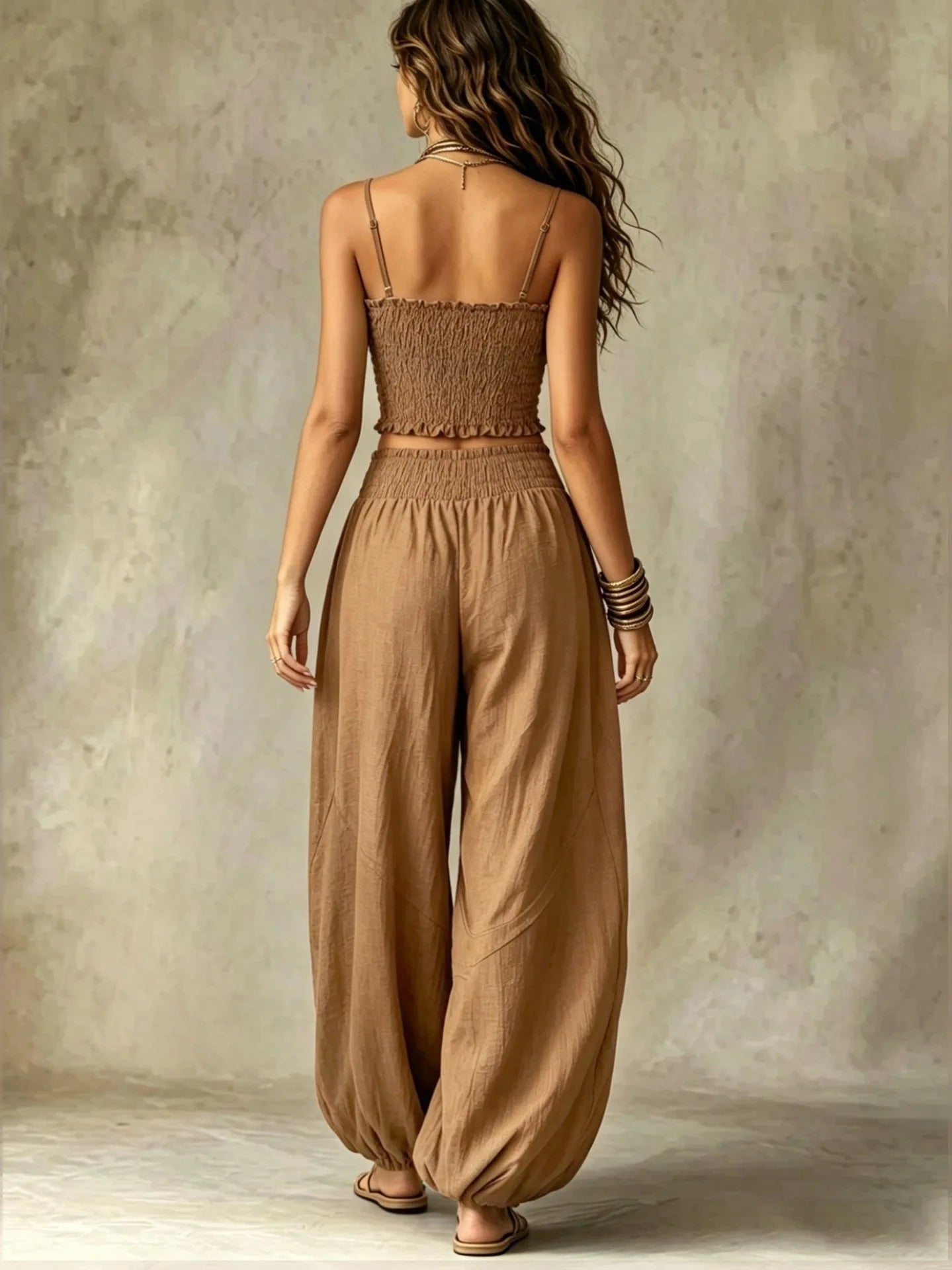 Fashion 2 Piece Sets Women Clothes Summer Casual Spaghetti Strap Top and Lantern Pants Suit Matching Two Piece Set Outfits