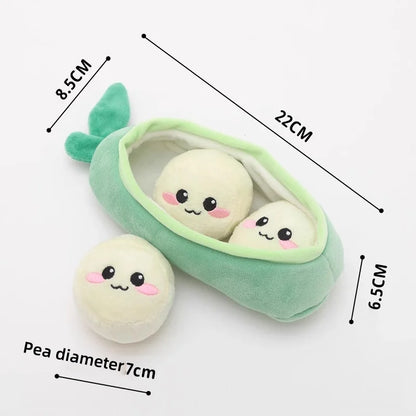 Soft Plush Pea Pod Pet Foraging Toy Squeaky Bite Resistant Teeth Grinding Anxiety Relief Interactive Puppy Training Accessory