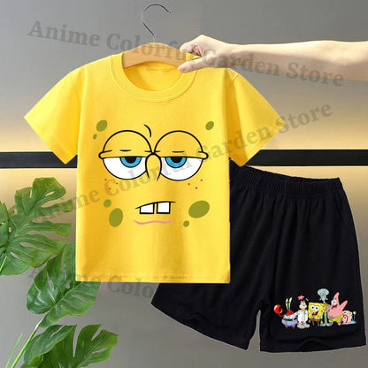 2pcs Spongebobs Squarepants Short Sleeved Shorts Set for Children