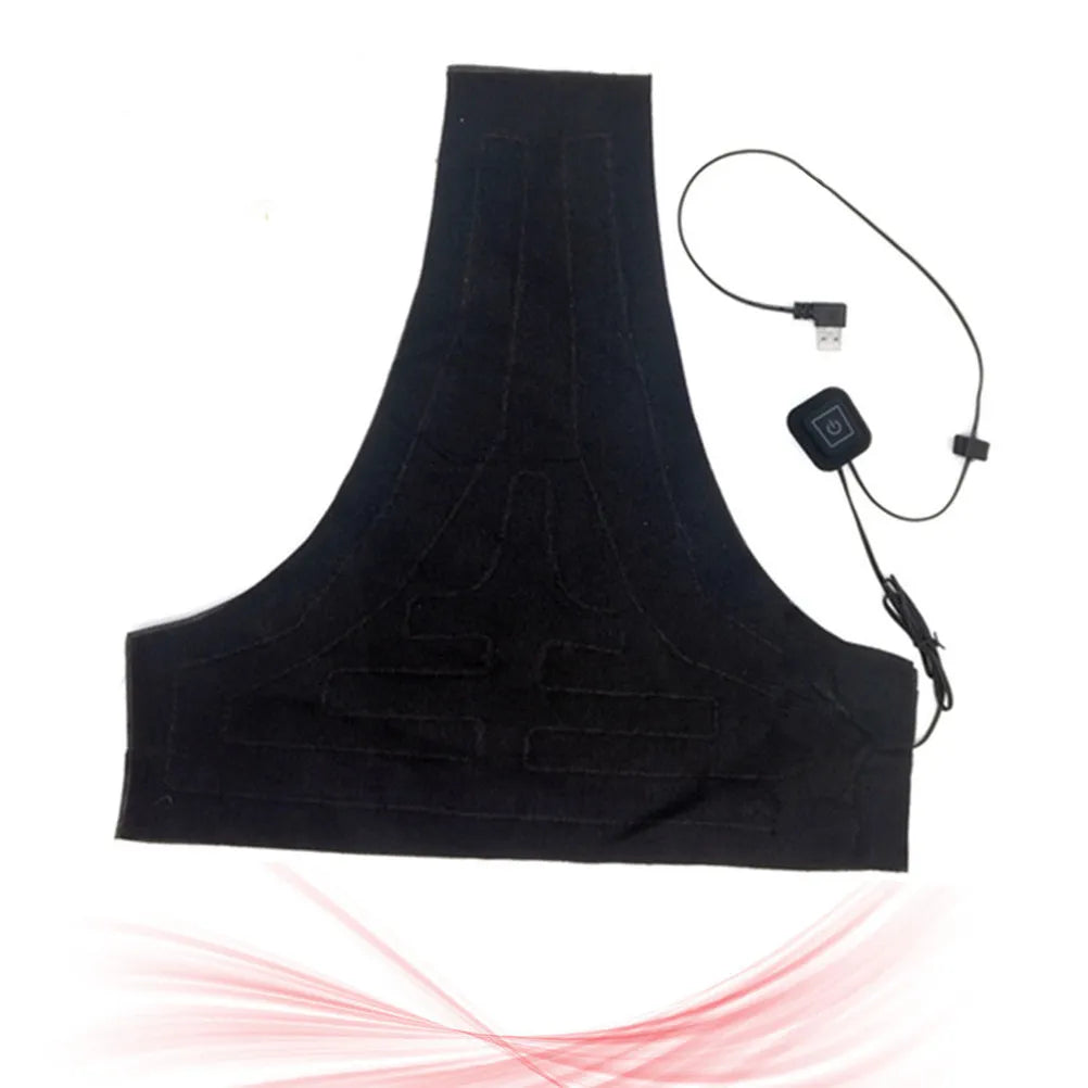 Electric Heated Vest Black USB Rechargeable 3 Gear Adjustable Temperature Heating Pad Battery Powered Winter Outdoor Thermal