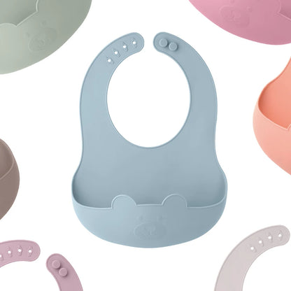 Cute Silicone Baby Bib (Unisex) – Ultra-Lightweight, Foldable Travel Bib. BPA-Free, Soft, and Durable Silicone Bib
