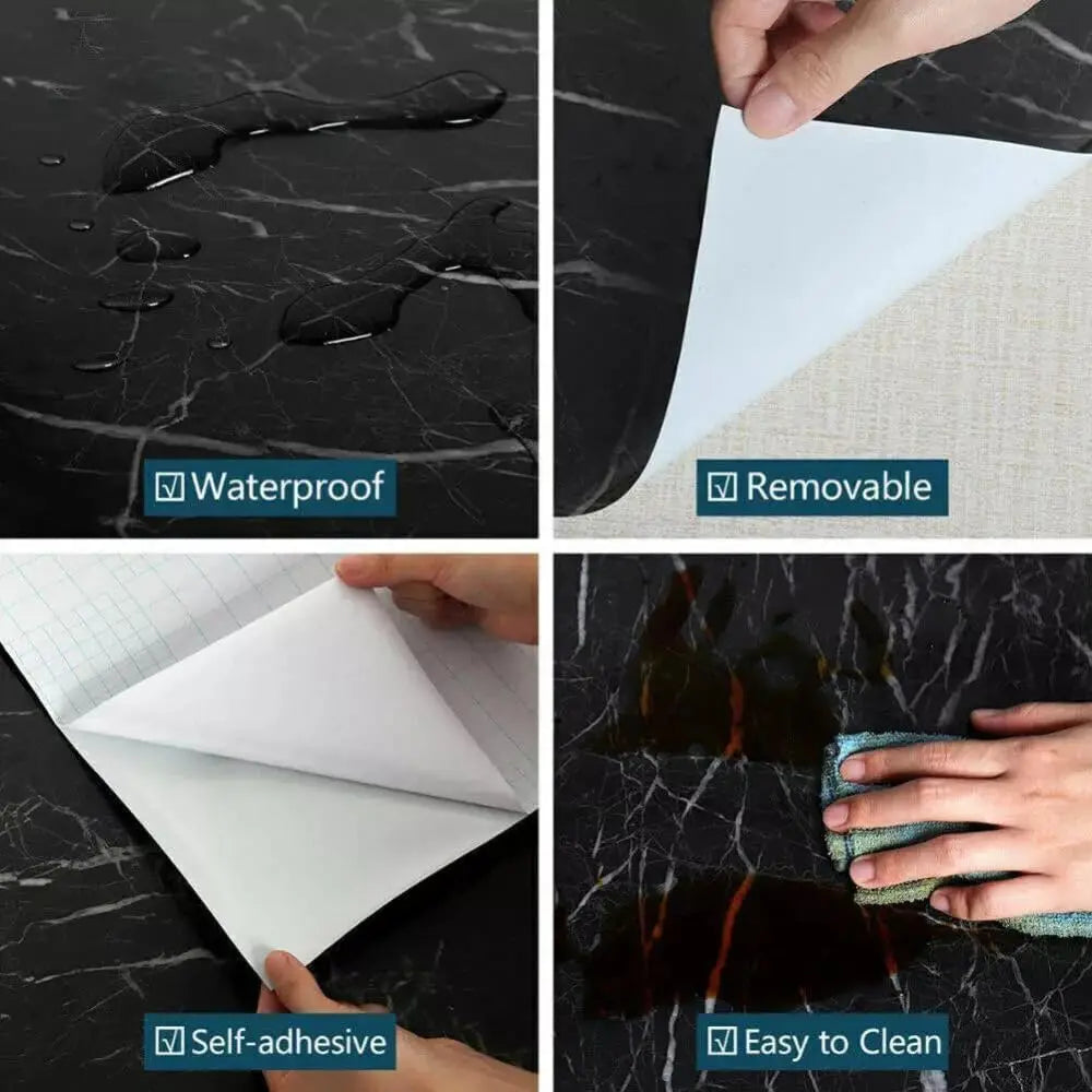 80cm Marble Vinyl Self Adhesive Wallpaper Waterproof Contact Paper PVC Wall Stickers for Kitchen Livingroom Home Decorative Film