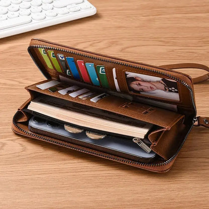 WERLLANDS Unisex Soft PU Rhombus Embossed Zipper Wallet Light Carry Daily Money Bag