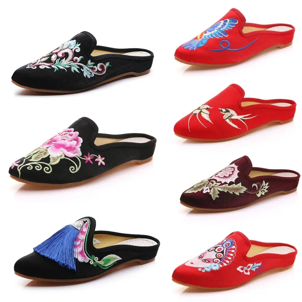 Embroidered Wedge Slippers | Vintage Boho-Style Sandals | Women's Casual Streetwear Footwear