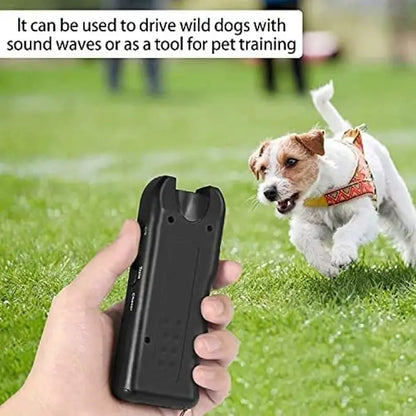 Safe Effective Ultrasonic Dog Repeller Anti-Barking Pet Training Tool Handheld Outdoor Deterrent Chaser with LED for Cats & Dogs