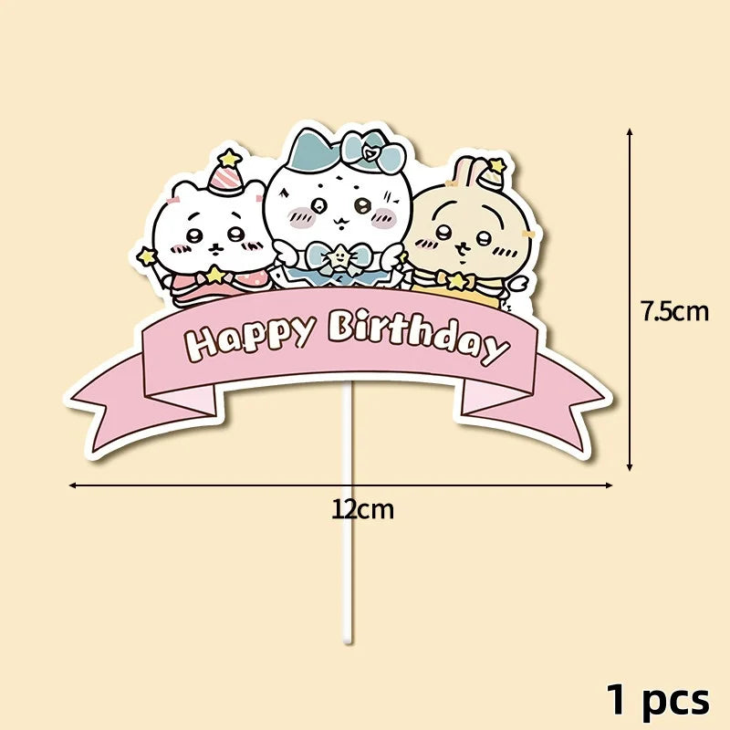 Chiikawa Anime Cake Toppers Set,Cute Kawaii Character Cupcake Picks Decorations for Kids Birthday Back to School Party