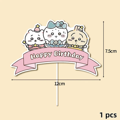 Chiikawa Anime Cake Toppers Set,Cute Kawaii Character Cupcake Picks Decorations for Kids Birthday Back to School Party