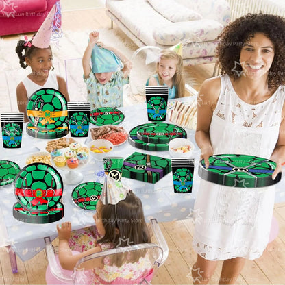 Cartoon Turtles Birthday Party Decorations Tableware Tablecloth Cup Plate Bag Napkins Balloon Baby Shower Turtles Party Favors