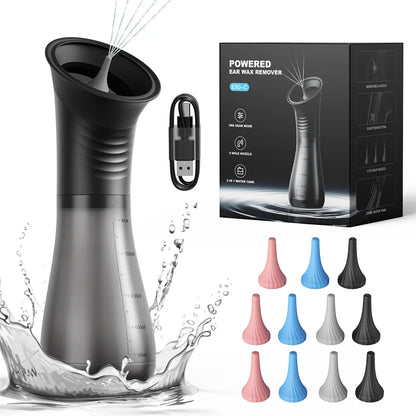 Water Powered Ear Cleaning Tool with Irrigation Flusher Electric Ear Wax Removal System 11 Tips 3 Pressure Setting for Clean