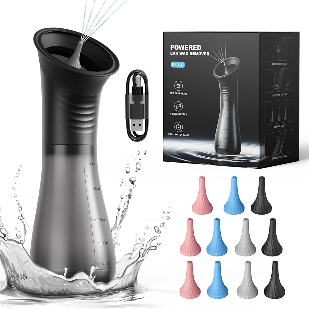 Water Powered Ear Cleaning Tool with Irrigation Flusher Electric Ear Wax Removal System 11 Tips 3 Pressure Setting for Clean