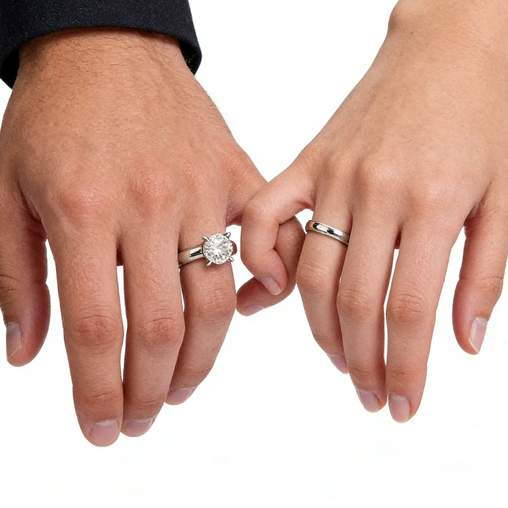 Minimalist Women's Wedding Rings with 4MM Cubic Zirconia Simple Elegant Female Finger Accessory Engagement Bands Jewelry