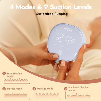 NCVI 2025 Hands Free Wearable Breast Pump,Combined with Strong Motor and Wearable Cups, 4 Modes 9 Levels, 21/24/28mm, Low Noise