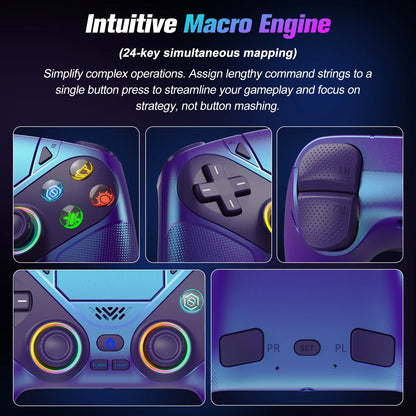 Controller for Playstation 5/PS5/PS5 Pro/Slim/PC,Wireless Gamepads RGB Joystick Turbo/Marco Program Dual Vibrate Game Controle