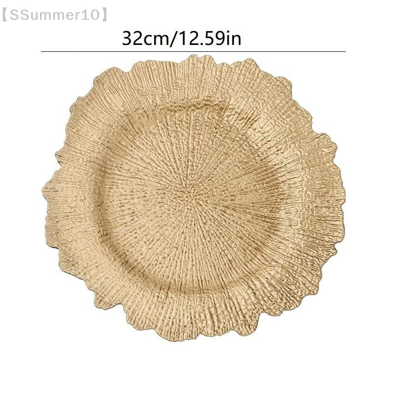 Floral Reef Plastic Chargers Set Round Dinner Plates 33CM Wedding Table Decor Banquet Parties 6 Piece Set