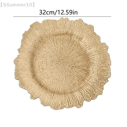 Floral Reef Plastic Chargers Set Round Dinner Plates 33CM Wedding Table Decor Banquet Parties 6 Piece Set