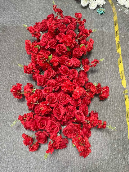 White Rose Hyacinth Table Centerpiece Flower Ball Wedding Backdrop Decor Floral Arrangement Runner Flower Row Event Party Props