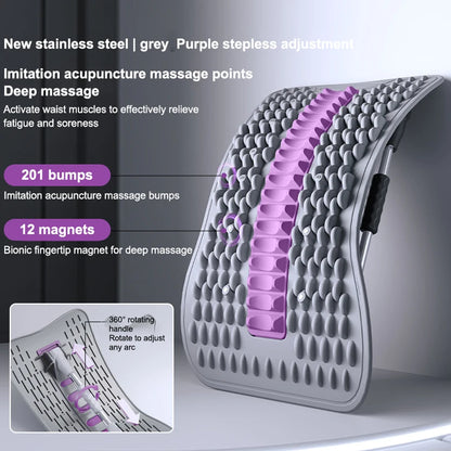 〔R〕Back Stretcher with Acupuncture Massage Nodes, Stepless Adjustable Lumbar Support Device for Lower Back Pain Relief