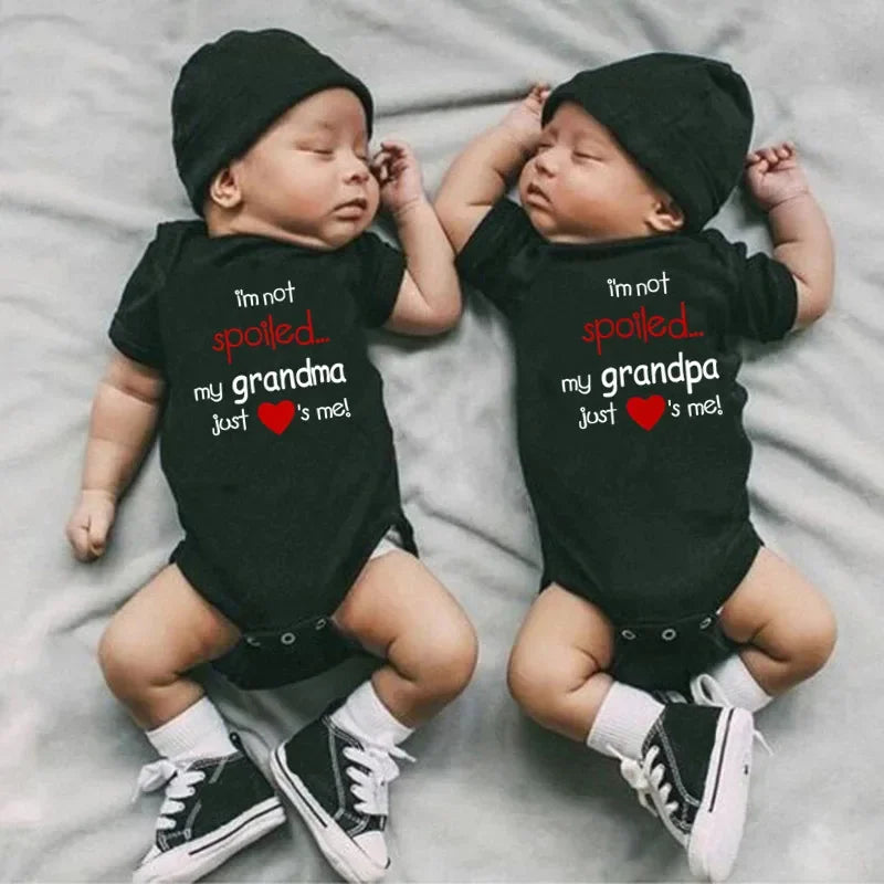 I'm Not Spoiled My Grandma Loves Me Baby Romper Crawling Clothes Triangle Onesies Newborn Baby Clothes Onesies for Babies