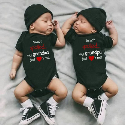 I'm Not Spoiled My Grandma Loves Me Baby Romper Crawling Clothes Triangle Onesies Newborn Baby Clothes Onesies for Babies