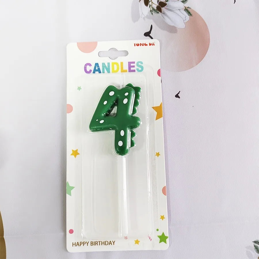 New Green Dinosaur Candle Point Pencil Candles Combination Set 0-9 Number Birthday Candles Party Anniversary Cake Decoration