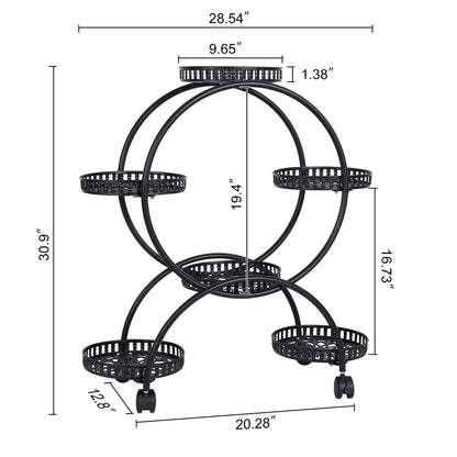 Heavy Duty Metal Plant Stand with Lockable Wheels Garden Cart Flower Pots Holder for Indoor Outdoor Use