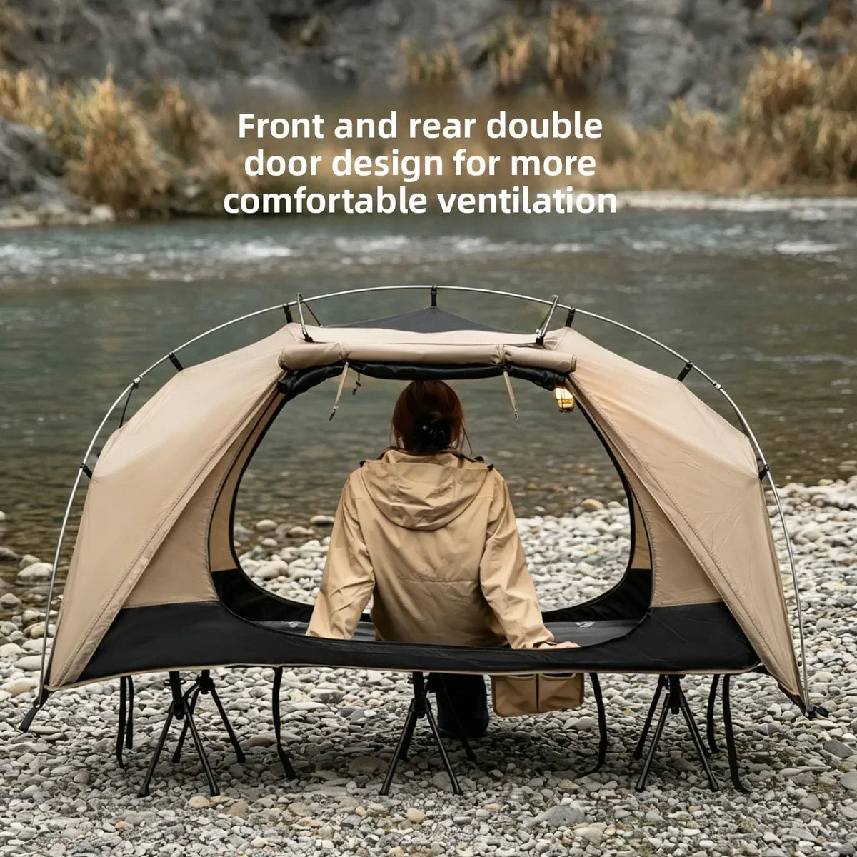 Mountainhiker Outdoor Camp Bed Tent Lightweight Waterproof Rainproof Single Leisure Camping Tent Awning for Hiking Travel Picnic