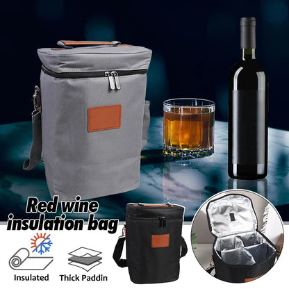 Lunch Bag Red Wine Insulation Bag 4 Bottles Wine Cold Ice Cooler Pouches Outdoor Red Wine Carrier Handbag Champagne Picnic Bag