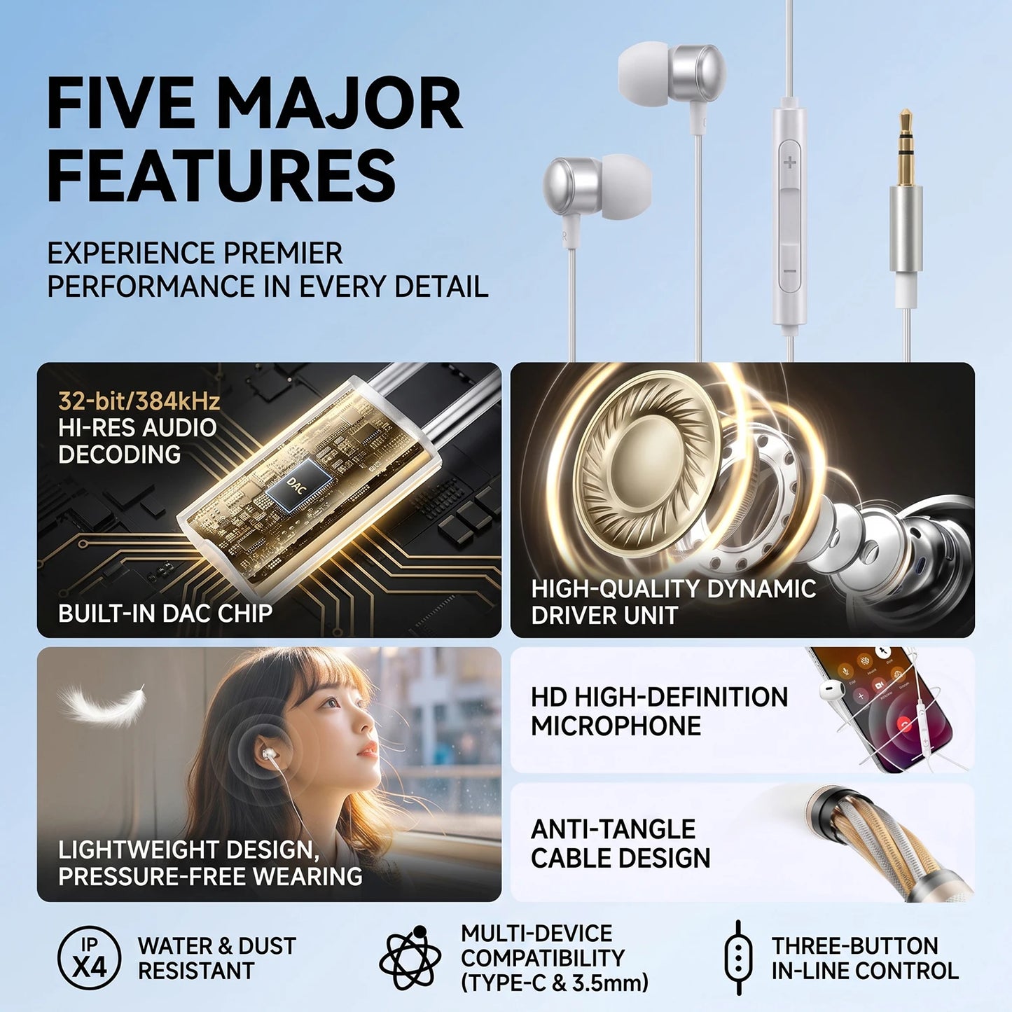 Type C Headphones For Samsung Galaxy S26 S25 S24 S23 Ultra Wired Earphones A57 A56 A55 A35 Z Fold 5G 3.5mm Jack Earbuds Headsets
