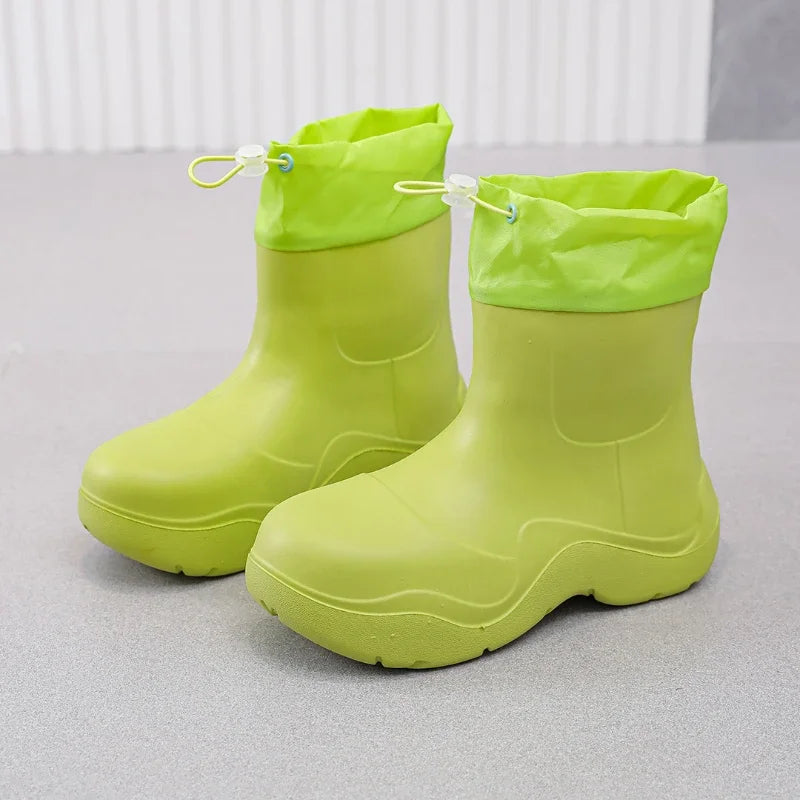 2025 New Women Rain Boots Autumn Platform Shoes Waterproof Kitchen Shoes Comfortable Female Ankle Boot EVA Windproof Women Boots