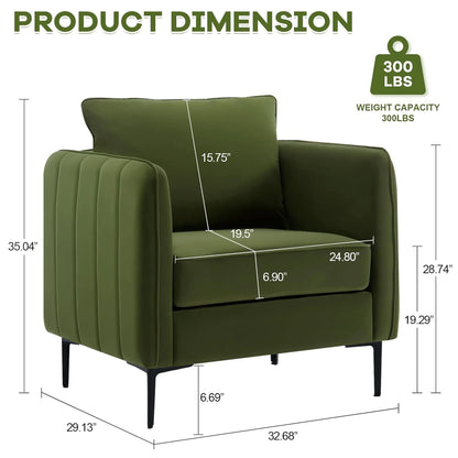 32.68-inch Comfortable Single Sofa With A Medieval-modern Style Featuring Comfortable Cushions and Backrests Suitable For Bedrooms Offices or Reading Spaces