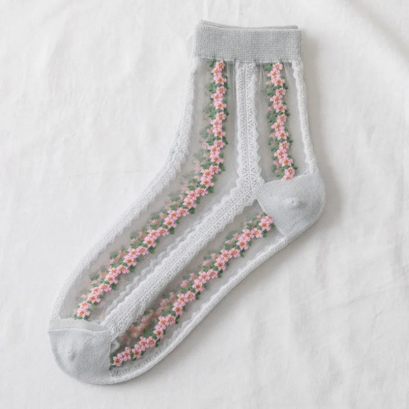 Autumn Winter Japanese Harajuku Woman Socks Popsocket Cotton with Flowers Funny Socks Women Kawaii Girls Calcetines Mujer 190