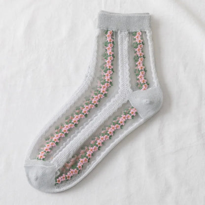 Autumn Winter Japanese Harajuku Woman Socks Popsocket Cotton with Flowers Funny Socks Women Kawaii Girls Calcetines Mujer 190